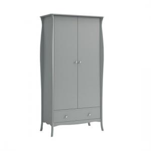 Alice Wooden Wardrobe In Grey With 2 Doors And 1 Drawer