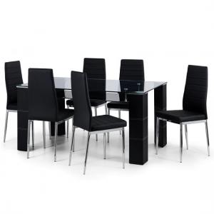 Gaiana Clear Glass Top Dining Table Set With 6 Chairs