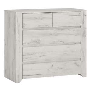 Alink Wooden Chest Of Drawers In White With 5 Drawers
