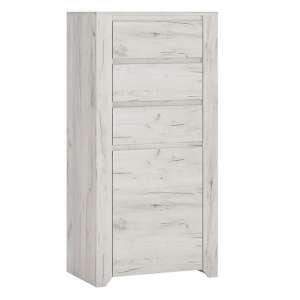 Alink Narrow Wooden 1 Door 3 Drawers Sideboard In White