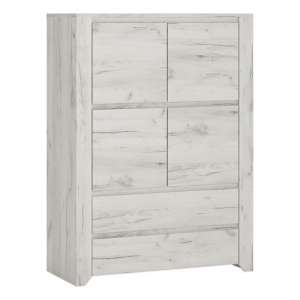 Alink Wooden Storage Cabinet With 4 Doors In White Crafted Oak