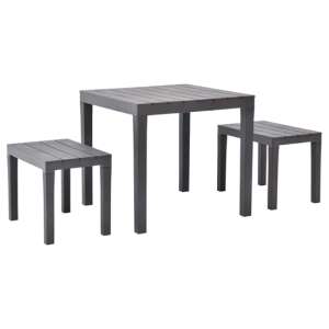 Aliza Plastic Garden Dining Table With 2 Benches In Brown