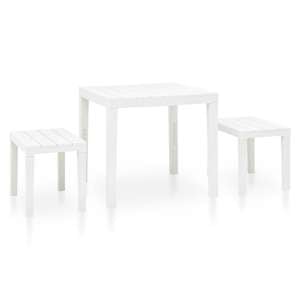 Aliza Plastic Garden Dining Table With 2 Benches In White