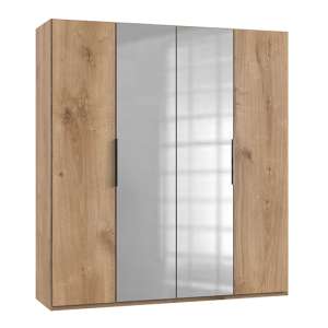 Alkes Mirrored Wardrobe In Planked Oak With 4 Doors