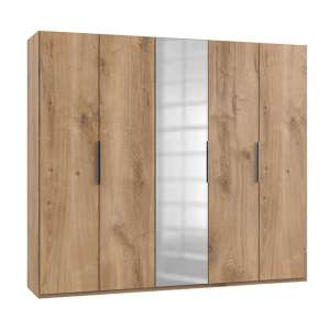 Alkes Mirrored Wardrobe In Planked Oak With 5 Doors
