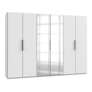 Alkes Mirrored Wardrobe In White With 6 Doors
