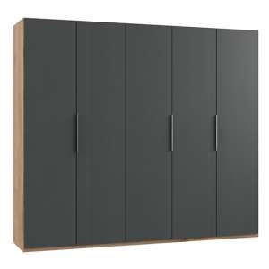Alkes Wooden Wardrobe In Graphite And Planked Oak With 5 Doors