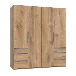 Alkes Wooden Wardrobe In Planked Oak With 4 Doors 6 Drawers