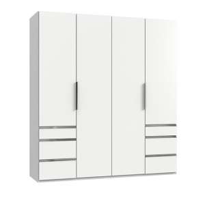 Alkes Wooden Wardrobe In White With 4 Doors 6 Drawers