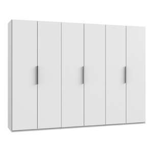 Alkes Wooden Wardrobe In White With 6 Doors