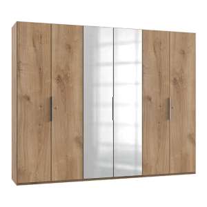 Alkesia Mirrored Wardrobe In Planked Oak With 6 Doors