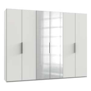 Alkesia Mirrored Wardrobe In White With 6 Doors