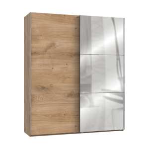 Alkesia Mirrored Sliding Door Wardrobe In Planked Oak