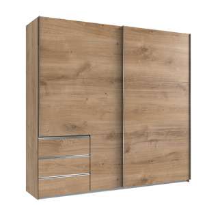 Alkesia Sliding Door Wooden Wide Wardrobe In Planked Oak