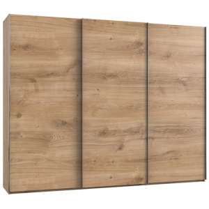 Alkesia Wooden Sliding 3 Doors Wardrobe In Planked Oak