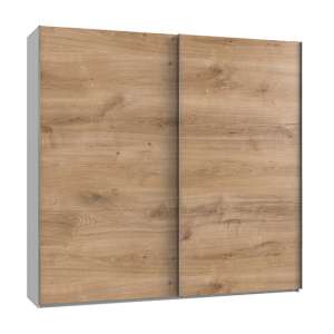 Alkesia Wooden Sliding Door Wide Wardrobe In Planked Oak White