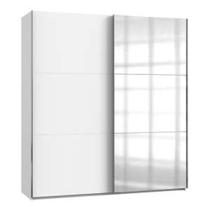 Alkesu Mirrored Sliding Door Wardrobe In White
