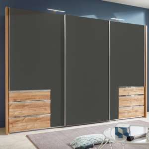 Alkesu Sliding Wardrobe In Graphite And Planked Oak With 3 Doors