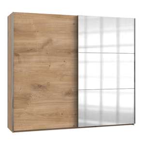 Alkesu Wide Mirrored Sliding Door Wardrobe In Planked Oak
