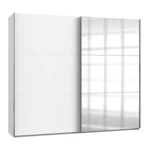 Alkesu Wide Mirrored Sliding Door Wardrobe In White