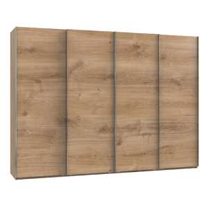 Alkesu Wooden Sliding Door Wardrobe In Planked Oak With 4 Doors