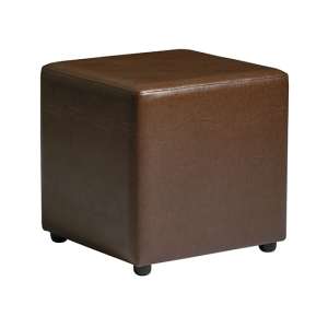 Allen Cube Faux Leather Stool In Lascari Vintage Brown