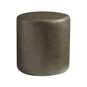 Allen Round Faux Leather Stool In Lascari Vintage Silver