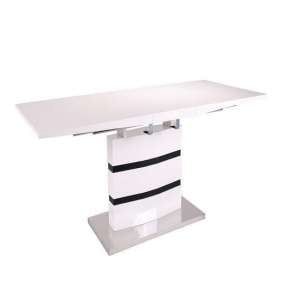 Layne High Gloss Extendable Dining Table In White And Black