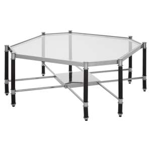 Allessa Clear Glass Coffee Table With Black And Silver Frame