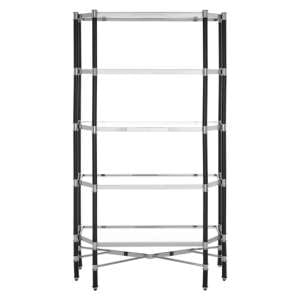 Allessa Clear Glass Shelving Unit With Black And Silver Frame