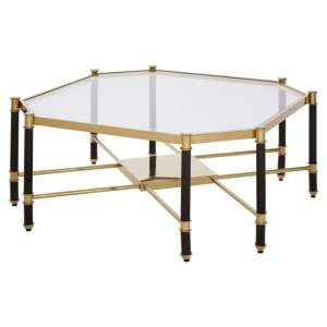 Allessa Clear Glass Coffee Table With Black And Gold Frame
