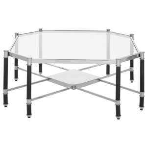 Allessa Glass Coffee Table In Silver And Chrome    