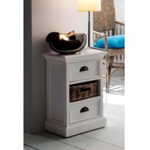 Allthorp Wooden Bedside Unit With Basket In Classic White