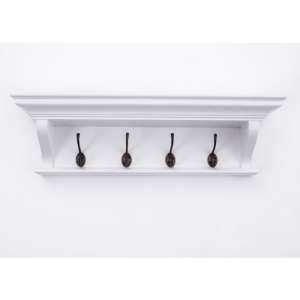Allthorp Wooden Coat Rack In Classic White With 4 Hooks