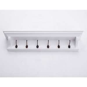 Allthorp Wooden Coat Rack In Classic White With 6 Hooks