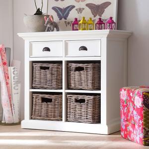 Allthorp Solid Wood Compact Sideboard In White With 2 Drawers