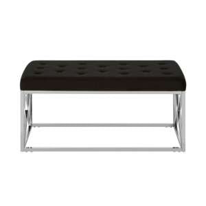 Alluras Black Tufted Seat Dining Bench In Silver Frame