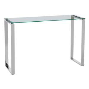 Alluras Clear Glass Console Table With Silver Sled Legs
