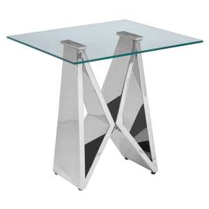 Alluras Clear Glass End Table With Silver Wing Base