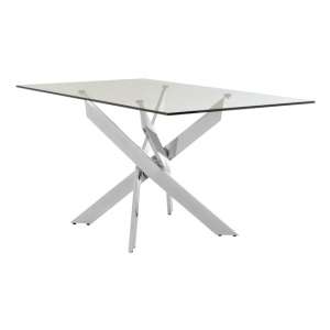 Alluras Intersected Rectangular Glass Dining Table In Chrome