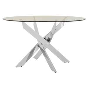 Alluras Intersected Round Glass Dining Table In Chrome