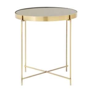 Alluras Round Small Black Glass Dining Table In Bronze Frame