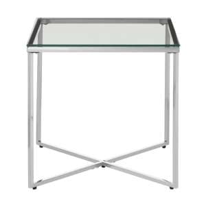 Alluras Small Clear Glass End Table With Silver Metal Frame