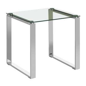 Alluras Square Glass End Table With Silver Base