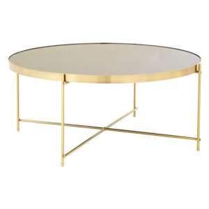 Alluras Coffee Table In Bronze With Black Mirror Top   