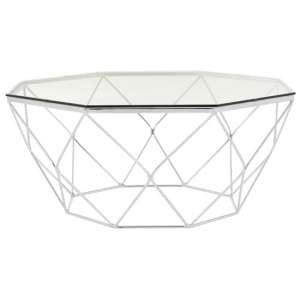 Alluras Coffee Table In Chrome With Tempered Glass Top   