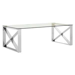 Alluras Coffee Table In Silver With Stainless Steel Legs   