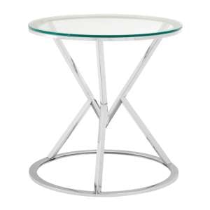 Alluras Corseted Round End Table In Silver     