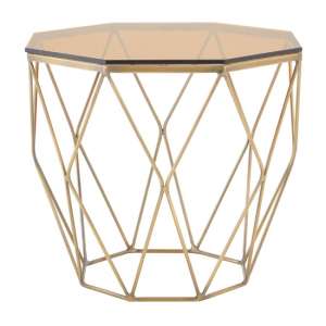 Alluras End Table With Brushed Bronze Base     
