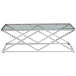 Alluras Inverted Prism Base Coffee Table With Glass Top   